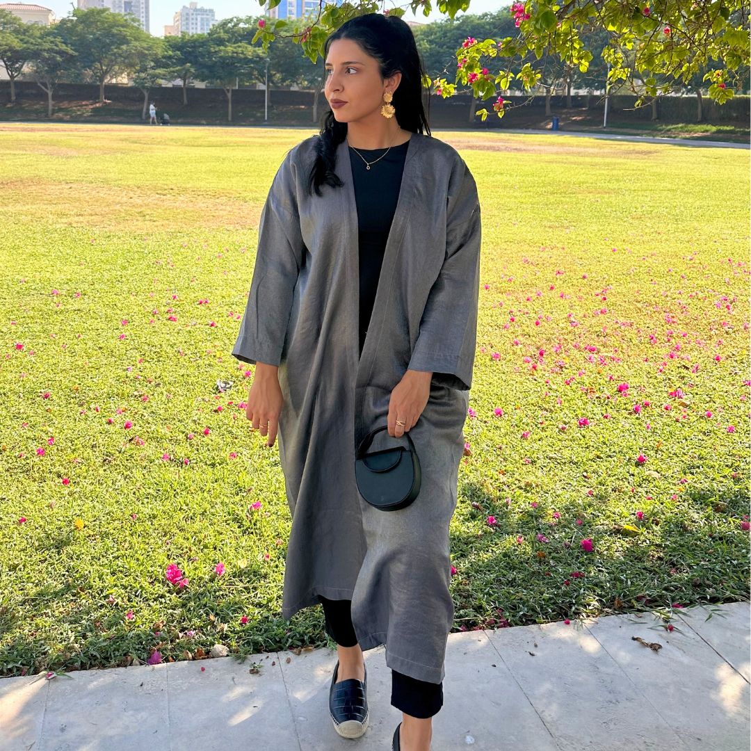 Grey Shimmery Abaya