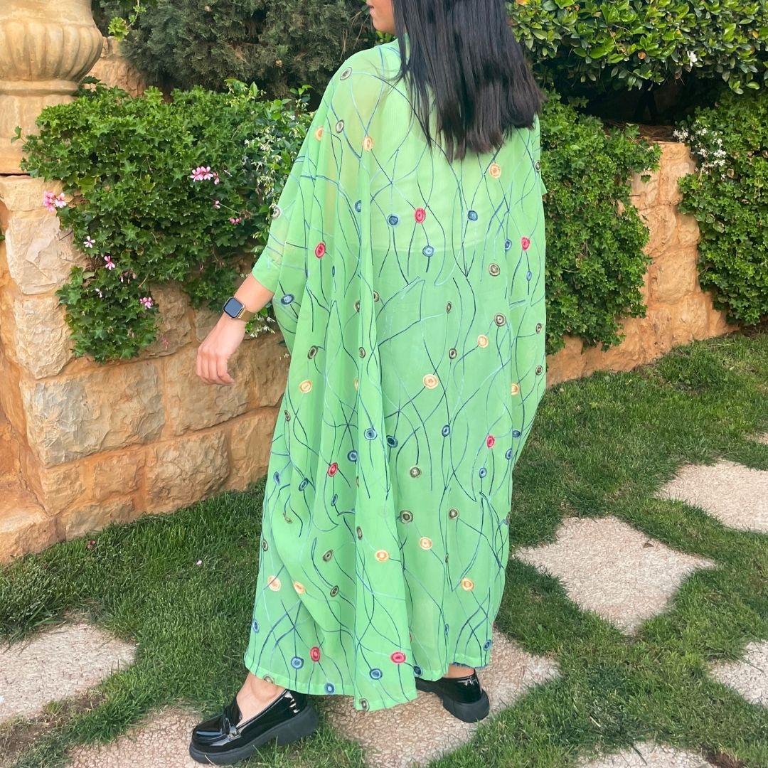 Floral Chiffon Kimono in Mint Green